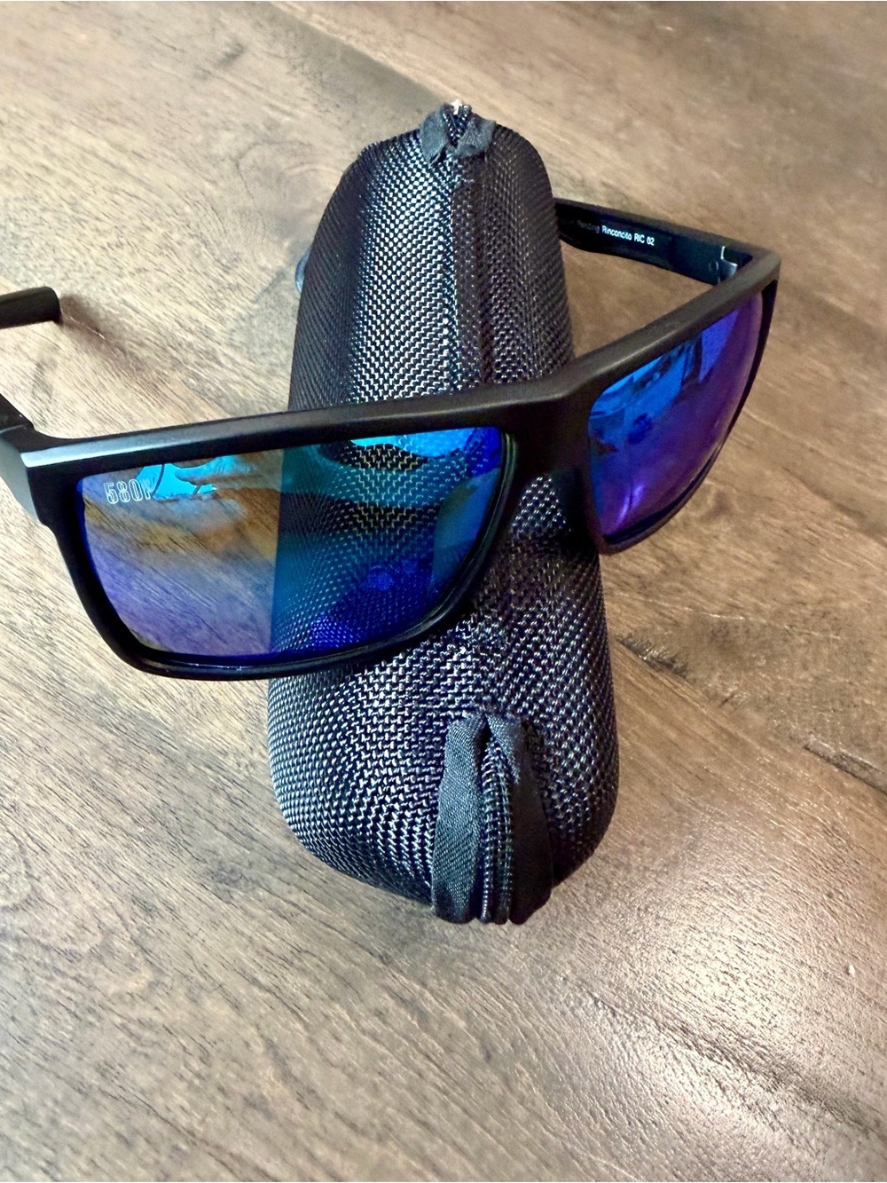 Men's Costa Sunglasses with Blue Mirrored Lenses - Black Frame